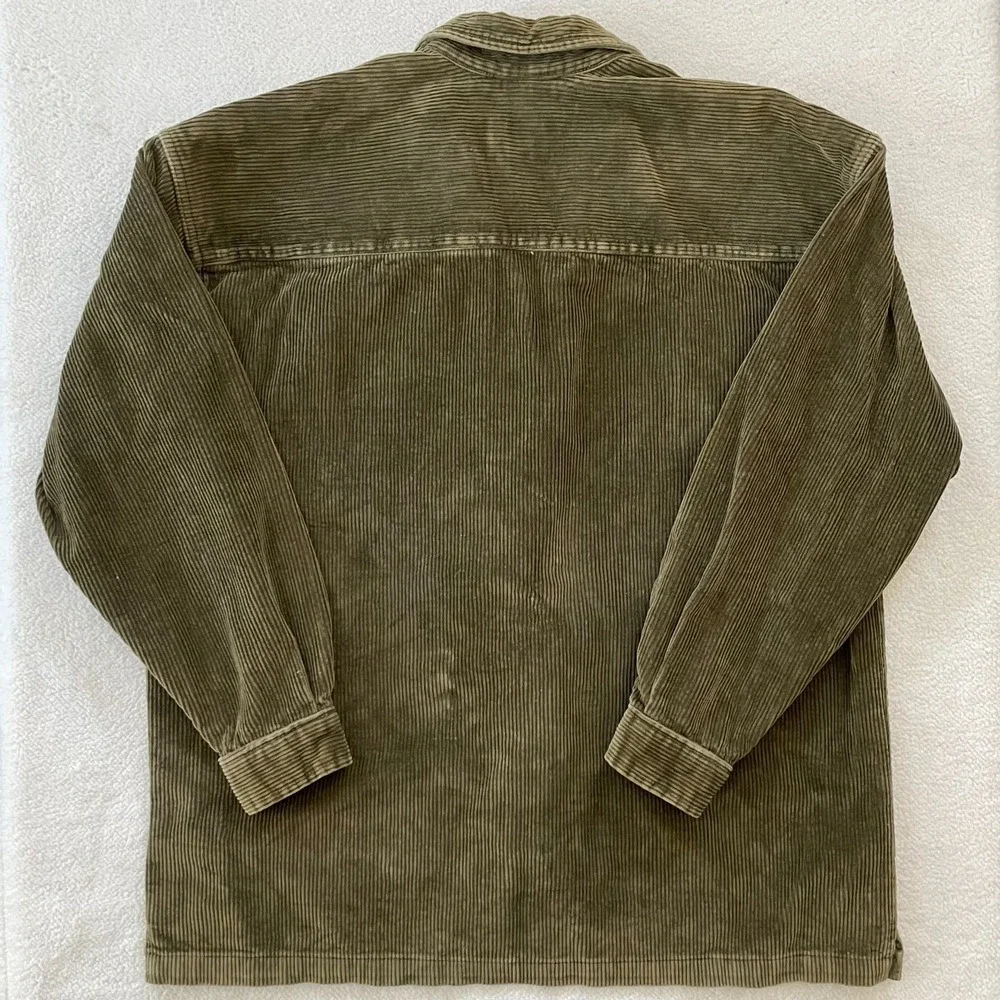 Vintage 90s Canyon River Blues Mens Medium Shirt Jacket Olive Green Corduroy Zip